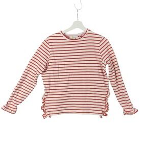 Boden Striped Ruffle Trim Long Sleeve Sweater Red White Women SZ 6 Twee Nautical